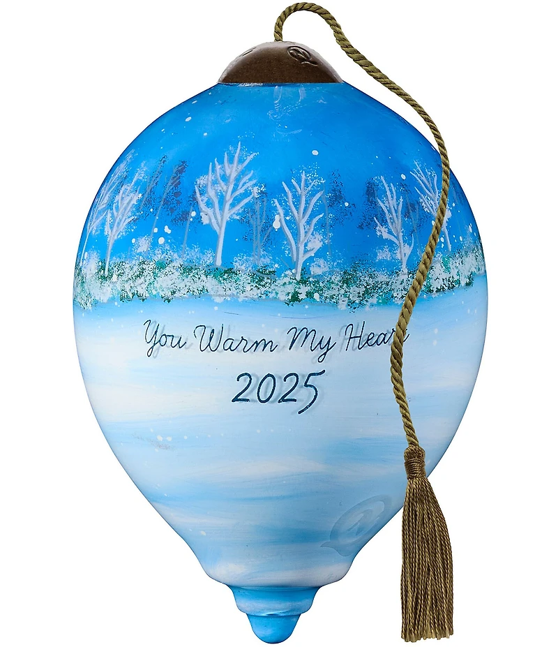 Ne' Qwa Art 2025 You Warm My Heart Hand Painted Blown Glass Ornament