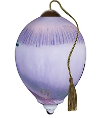 Ne' Qwa Art Animals On Bench Hand Painted Blown Glass Ornament