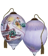 Ne' Qwa Art Animals On Bench Hand Painted Blown Glass Ornament