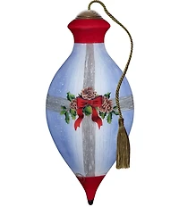 Ne' Qwa Art Cardinal Couple On Wreath Hand Painted Blown Glass Ornament