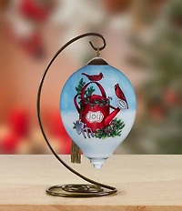 Ne' Qwa Art Cardinals On Joy Watering Can Hand Painted Blown Glass Ornament