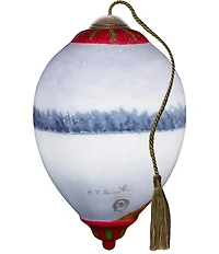 Ne' Qwa Art Dog With Scarf Hand Painted Blown Glass Ornament