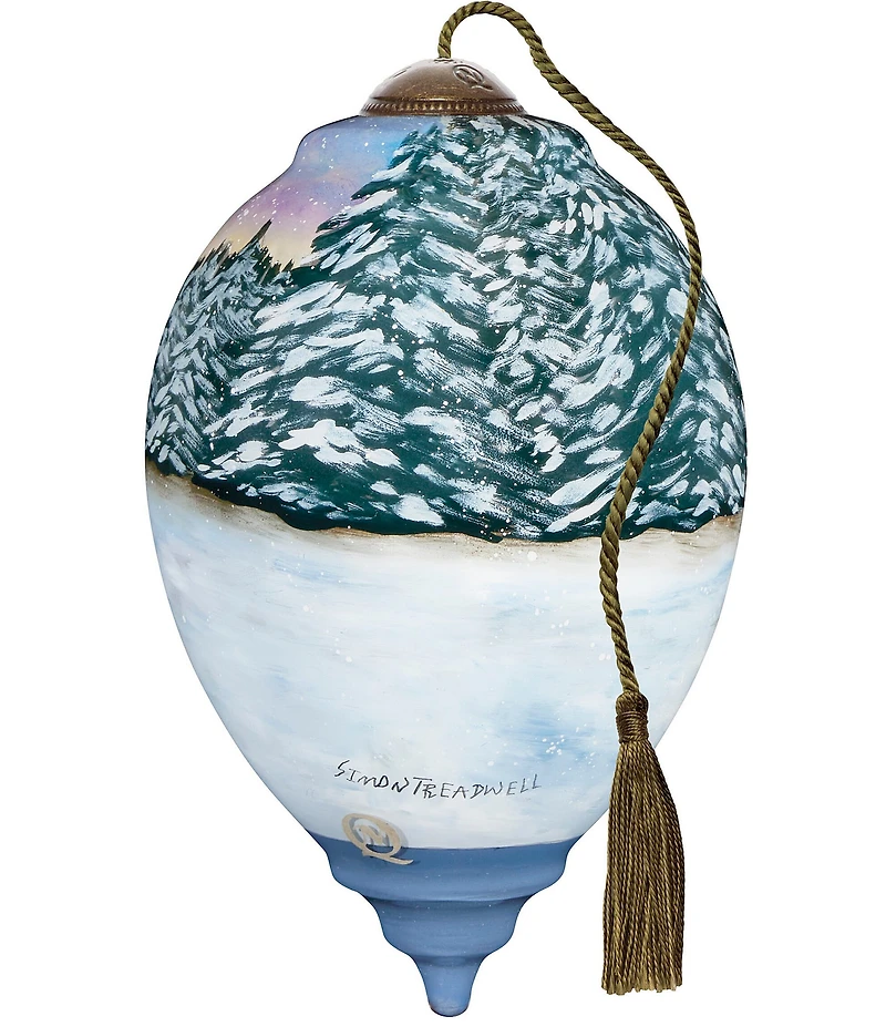 Ne' Qwa Art European Robins On Birdhouse Hand Painted Blown Glass Ornament
