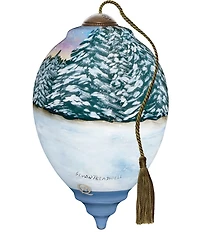 Ne' Qwa Art European Robins On Birdhouse Hand Painted Blown Glass Ornament