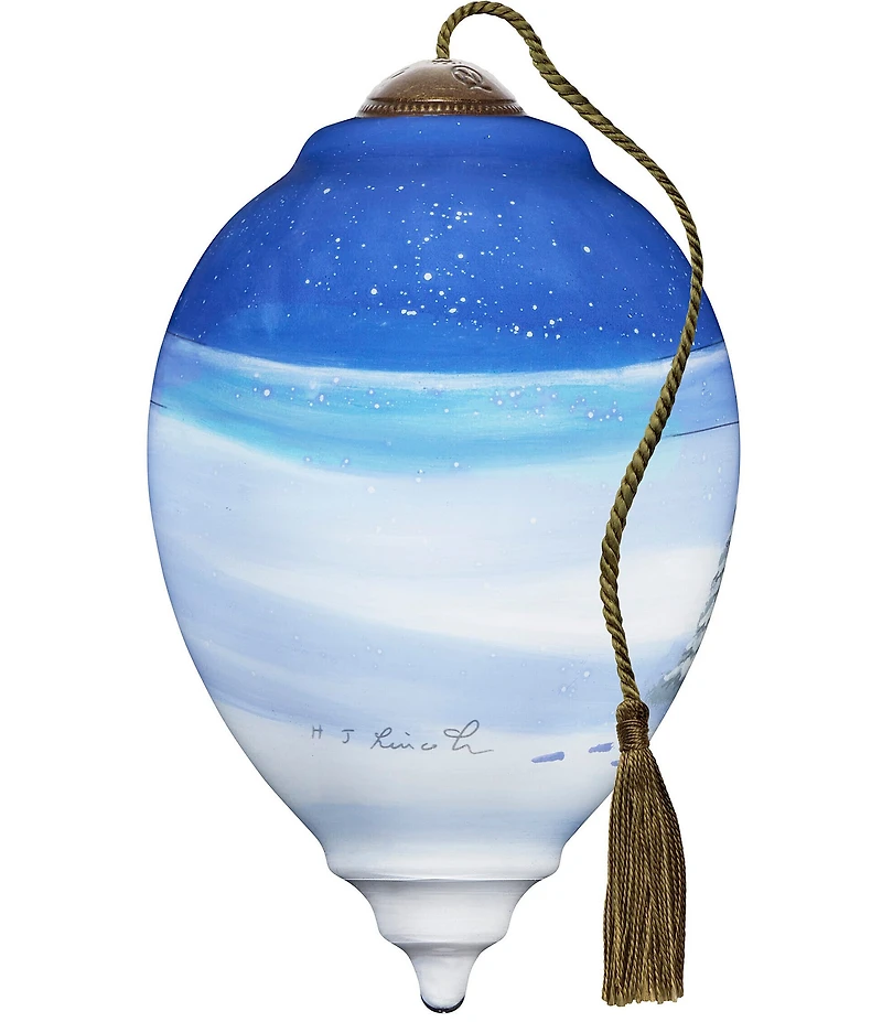 Ne' Qwa Art Girl Putting Star on Tree Hand Painted Blown Glass Ornament