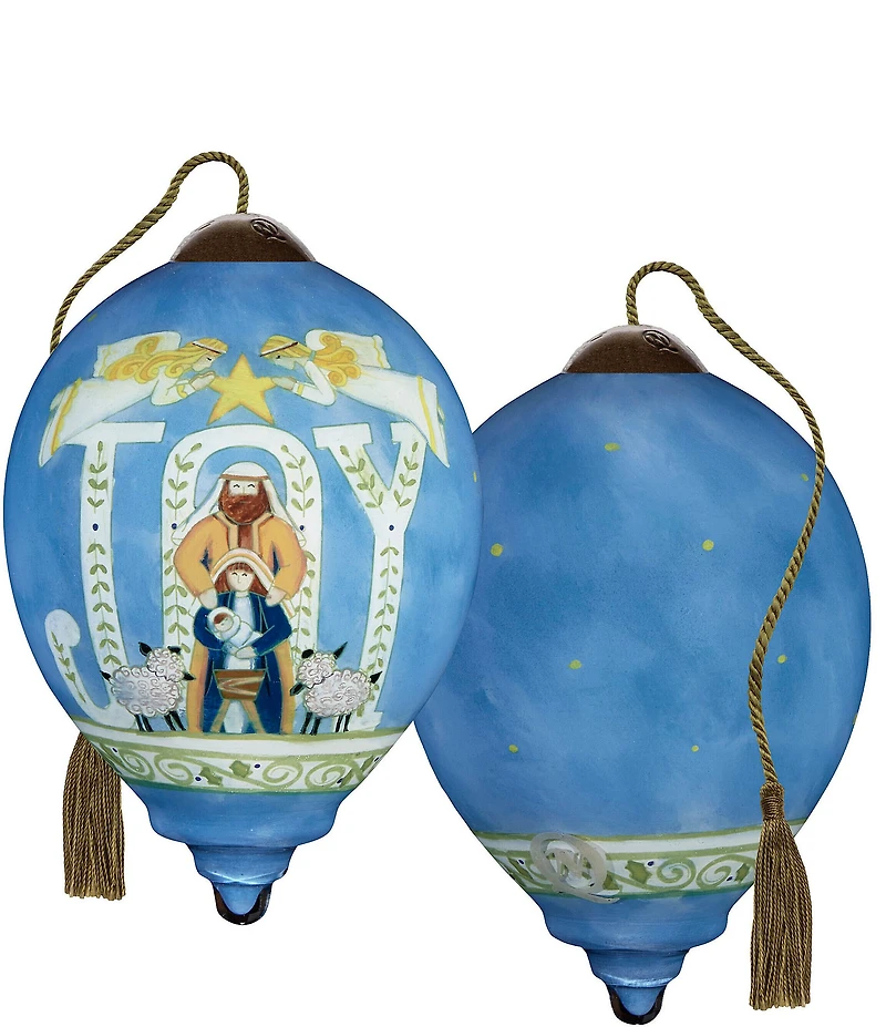 Ne' Qwa Art Joy Nativity Hand Painted Blown Glass Ornament