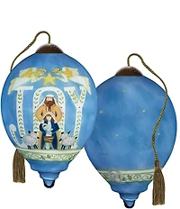 Ne' Qwa Art Joy Nativity Hand Painted Blown Glass Ornament