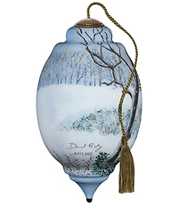 Ne' Qwa Art Limited Edition Santa And Snowman With Reindeer Hand Painted Blown Glass Ornament