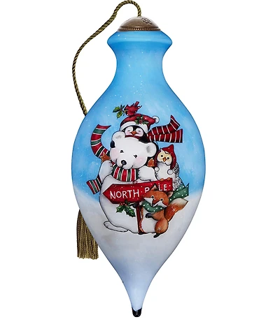 Ne' Qwa Art North Pole Animals Hand Painted Blown Glass Ornament