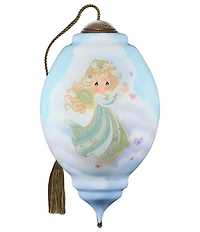 Ne' Qwa Art Precious Moments Angel With Butterflies Hand Painted Blown Glass Ornament