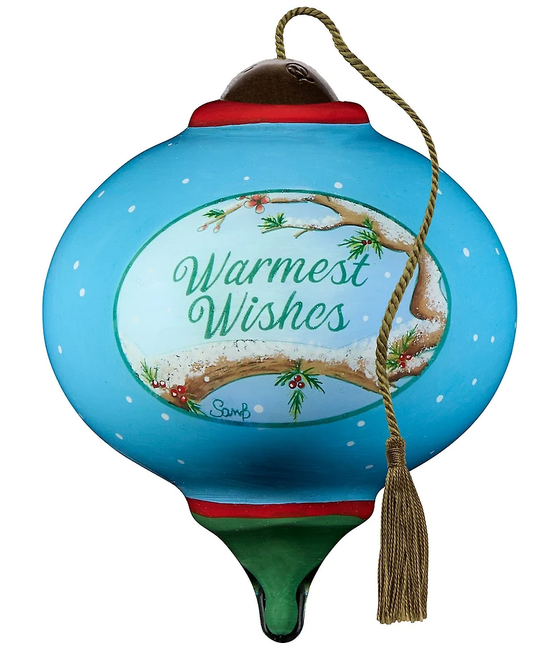 Ne' Qwa Art Precious Moments Cardinal Couple Hand Painted Blown Glass Ornament