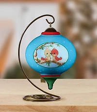 Ne' Qwa Art Precious Moments Cardinal Couple Hand Painted Blown Glass Ornament