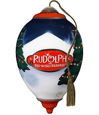 Ne' Qwa Art Rudolph The Red-Nosed Reindeer Hand Painted Blown Glass Ornament