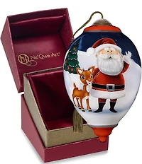 Ne' Qwa Art Rudolph The Red-Nosed Reindeer Hand Painted Blown Glass Ornament