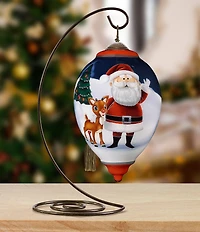 Ne' Qwa Art Rudolph The Red-Nosed Reindeer Hand Painted Blown Glass Ornament