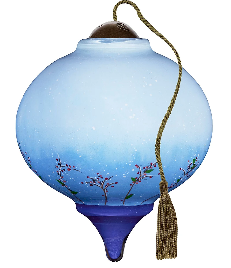 Ne' Qwa Art Santa Holding Tree With Long Hat Hand Painted Blown Glass Ornament