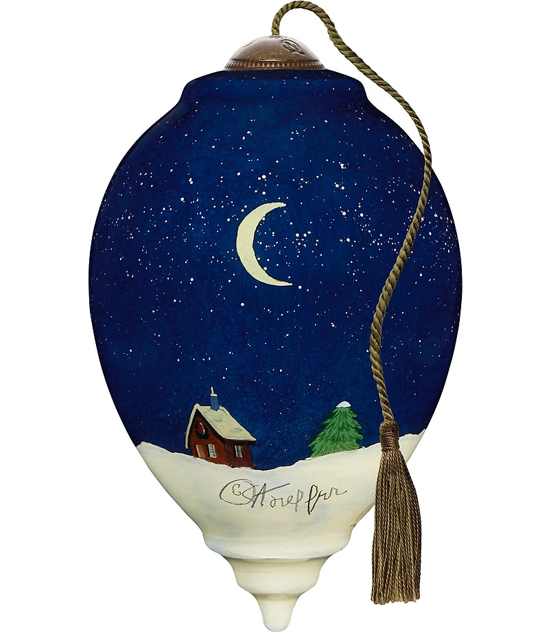 Ne' Qwa Art Santa Riding Reindeer Hand Painted Blown Glass Ornament