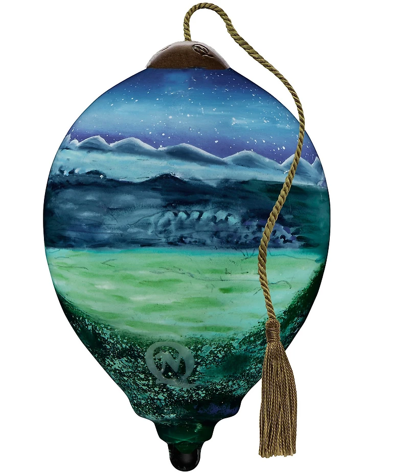 Ne' Qwa Art Shepherd Boy with Lambs Hand Painted Blown Glass Ornament