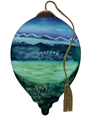 Ne' Qwa Art Shepherd Boy with Lambs Hand Painted Blown Glass Ornament