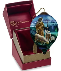Ne' Qwa Art Shepherd Boy with Lambs Hand Painted Blown Glass Ornament