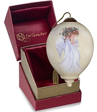 Ne' Qwa Art Young Angel With Dove Hand Painted Blown Glass Ornament
