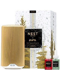 NEST New York x Pura Plus Limited Edition Gold Device + Holiday & Birchwood Pine Refills