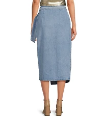 Never Fully Dress Jaspre Denim Tie Wrap Midi Skirt
