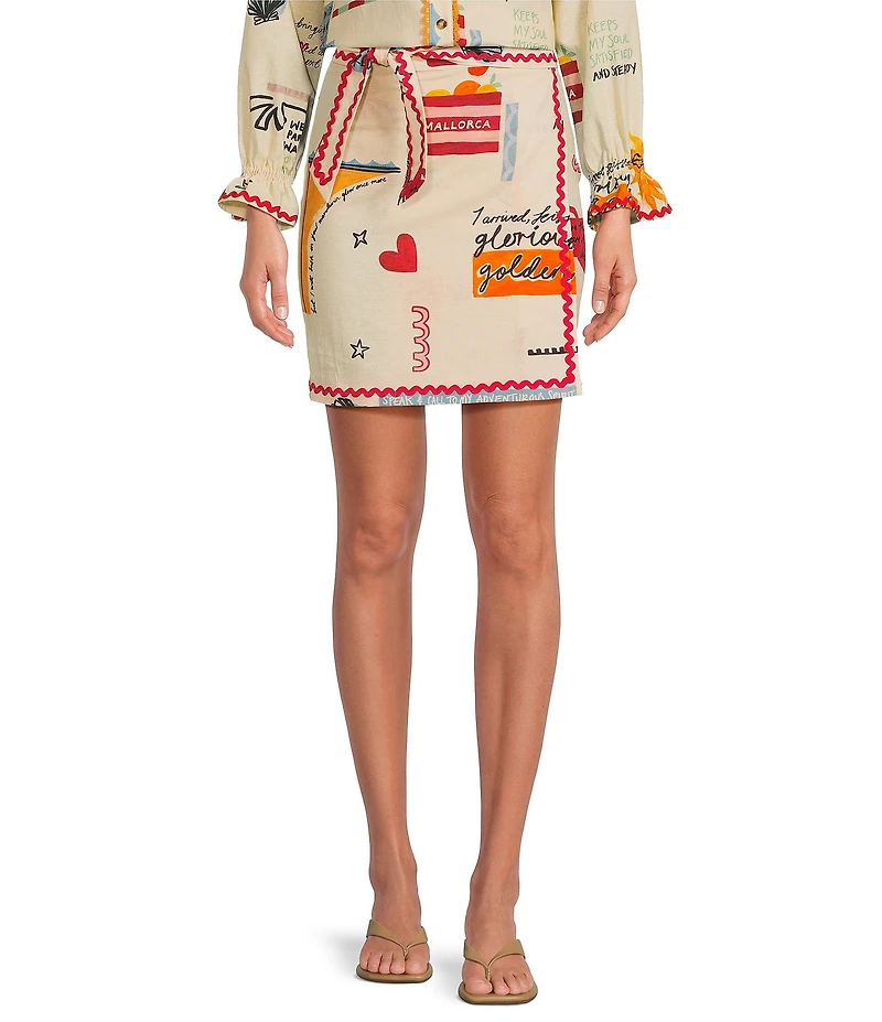Never Fully Dressed Coordinating Poema Novelty Print Mini Jaspre Wrap Skirt