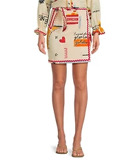 Never Fully Dressed Coordinating Poema Novelty Print Mini Jaspre Wrap Skirt