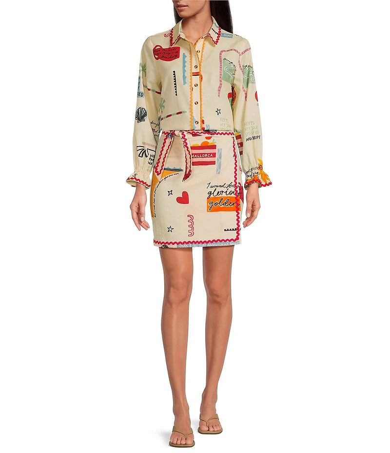 Never Fully Dressed Coordinating Poema Novelty Print Mini Jaspre Wrap Skirt