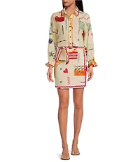 Never Fully Dressed Coordinating Poema Novelty Print Mini Jaspre Wrap Skirt