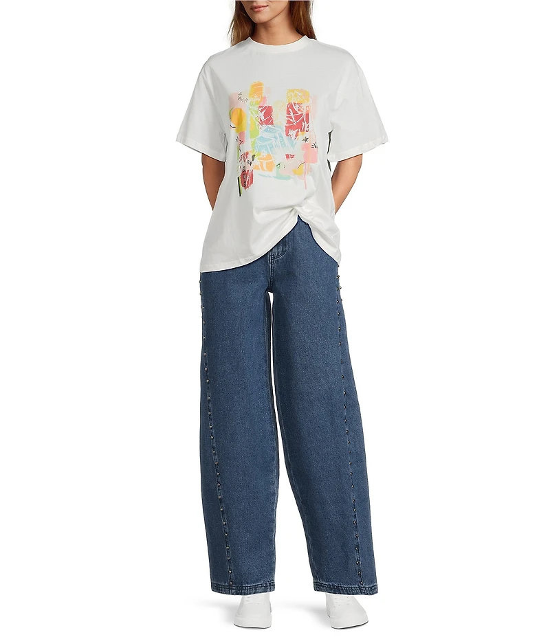 Never Fully Dressed Dallas Western Motif Graphic Crew Neck Short Sleeve Tee