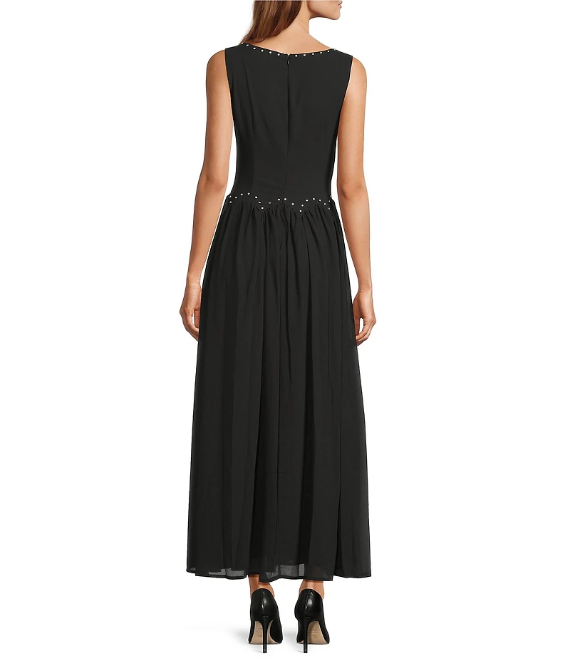 Never Fully Dressed Dasha Sheer Mesh Studded Round Neck Sleeveless Dress