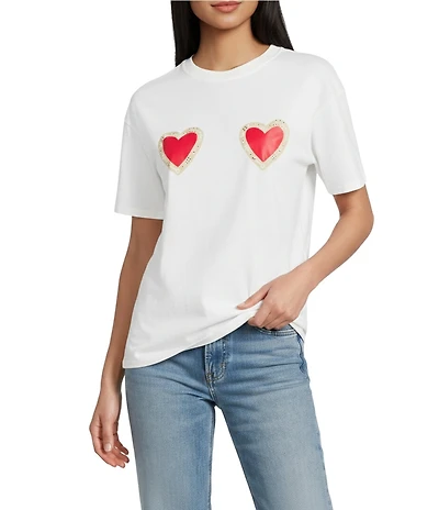 Never Fully Dressed Diamonte Heart Crew Neck Short Sleeve Boxy Tee