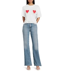 Never Fully Dressed Diamonte Heart Crew Neck Short Sleeve Boxy Tee