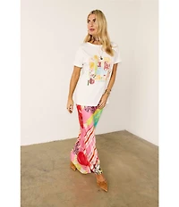 Never Fully Dressed Dorris Abstract Western Motif Satin Maxi Skirt