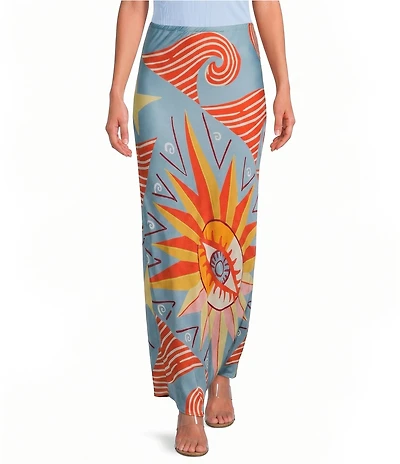 Never Fully Dressed Dorris Dolce Vita Printed Satin Maxi Skirt