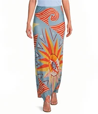 Never Fully Dressed Dorris Dolce Vita Printed Satin Maxi Skirt