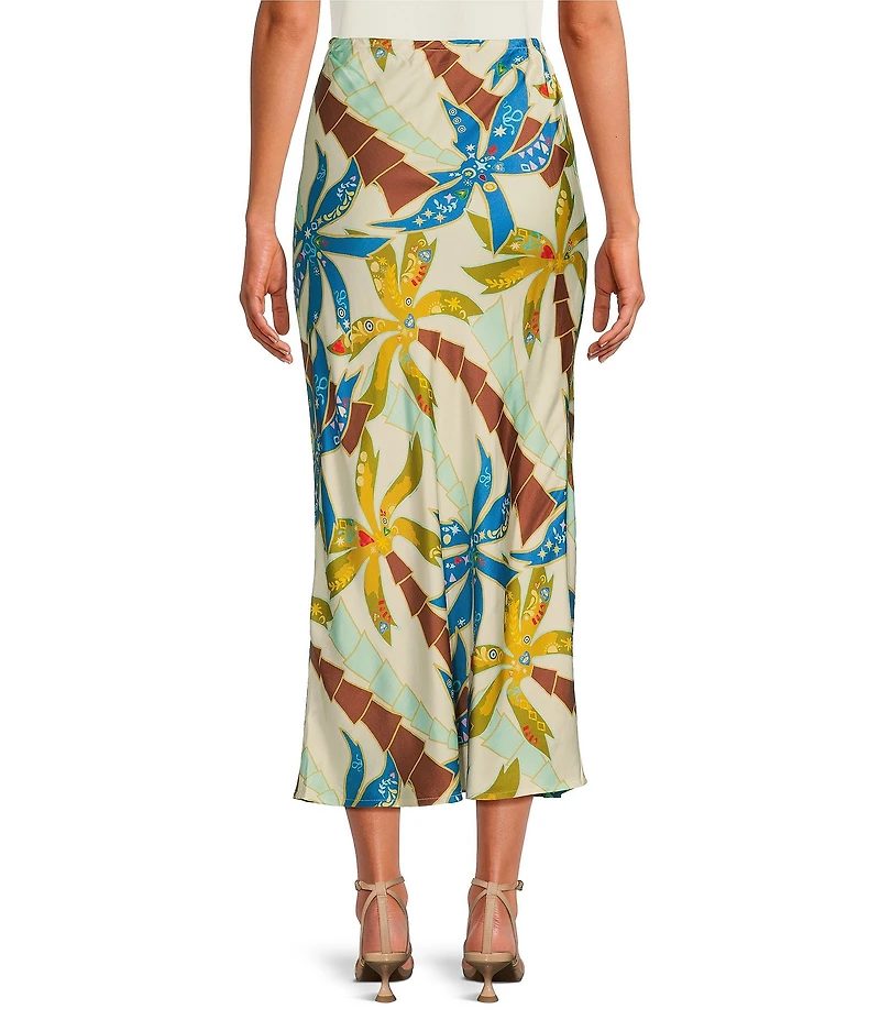 Never Fully Dressed Dorris Tropical Palm Print Pull-On Maxi Skirt