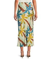 Never Fully Dressed Dorris Tropical Palm Print Pull-On Maxi Skirt