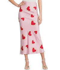 Never Fully Dressed Dorris Pink Hearts Printed Maxi Skirt