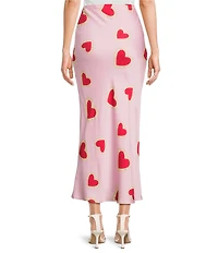 Never Fully Dressed Dorris Pink Hearts Printed Maxi Skirt
