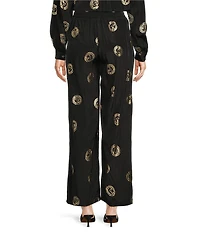 Never Fully Dressed Elissa Plate Foil Print Wide Leg Coordinating Pull-On Pants