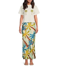 Never Fully Dressed Embroidered Tropical Palm T-Shirt
