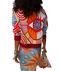Never Fully Dressed Hollie Dolce Vita Printed Round Neck Long Sleeve Button-Front Cardigan