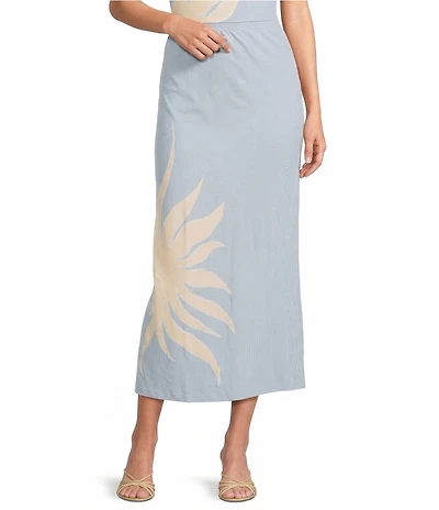 Never Fully Dressed Ice Blue Sol Dorris Printed Coordinating Maxi Skirt