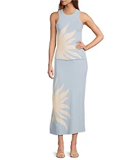 Never Fully Dressed Ice Blue Sol Rib Crew Neck Sleeveless Coordinating Tank Top