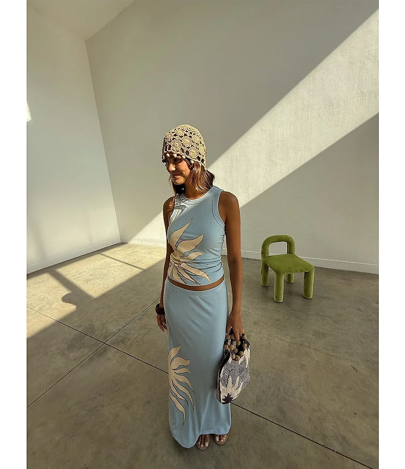 Never Fully Dressed Ice Blue Sol Rib Crew Neck Sleeveless Coordinating Tank Top