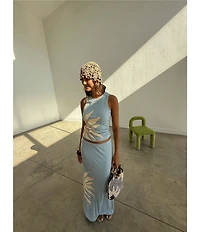 Never Fully Dressed Ice Blue Sol Rib Crew Neck Sleeveless Coordinating Tank Top