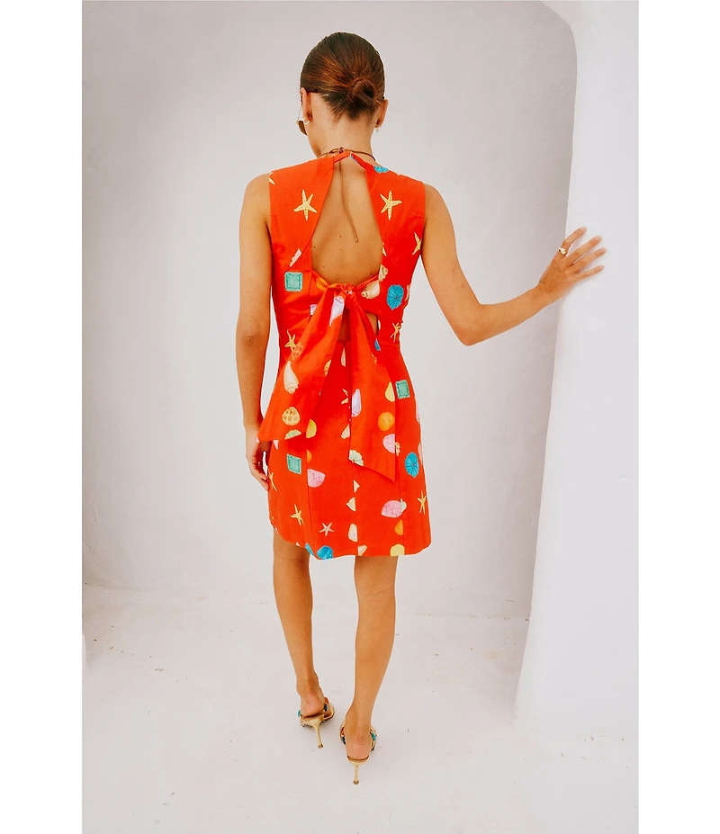 Never Fully Dressed Ioana Shell Print Square Neck Sleeveless Mini Dress